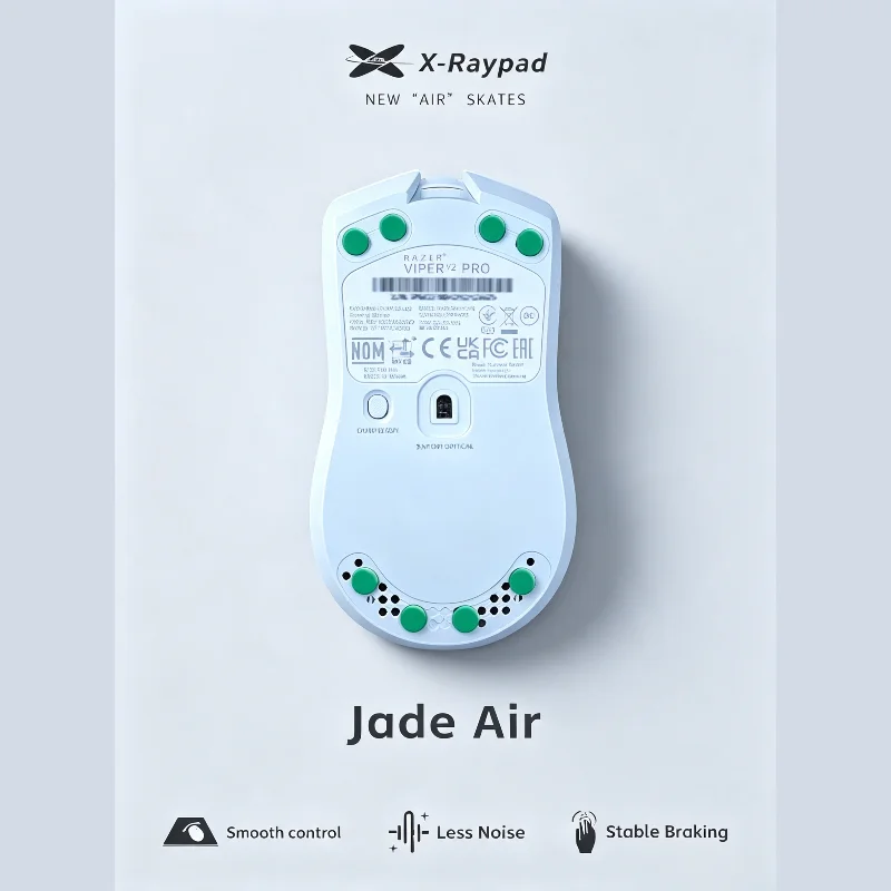 Фото Накладки X-raypad Jade Air Mouse Feet Skates для мыши: бесшумные и скоростные, универсальные, 6,5 мм PTFE-точки, 9,5 мм PTFE-диски, износостойкие, для киберспорта №1