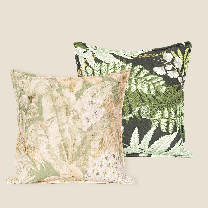

Rectangle Pillows Cushions Green Sofa Aesthetic Leaves Minimalist Garden Home Decorations Modern Living Room Cojines Home Decor