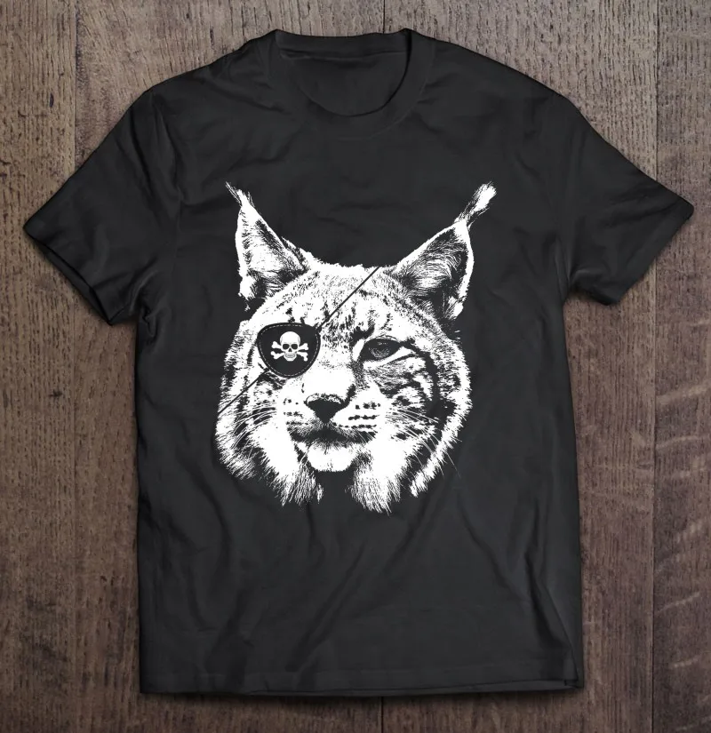 

Pirate Lynx Shirt With Eye Patch Skull Funny T Shirt Simple Tshirts For Men T-Shirt T Shirt Graphict T-Shirts Man Men Shirt