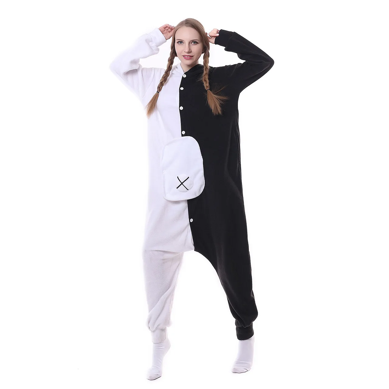 

Hot Anime Danganronpa Monokuma Cosplay Pajama Adult Unisex Onesie Kumamon Monokuma Gloomy Bear Sleepwear Pyjamas