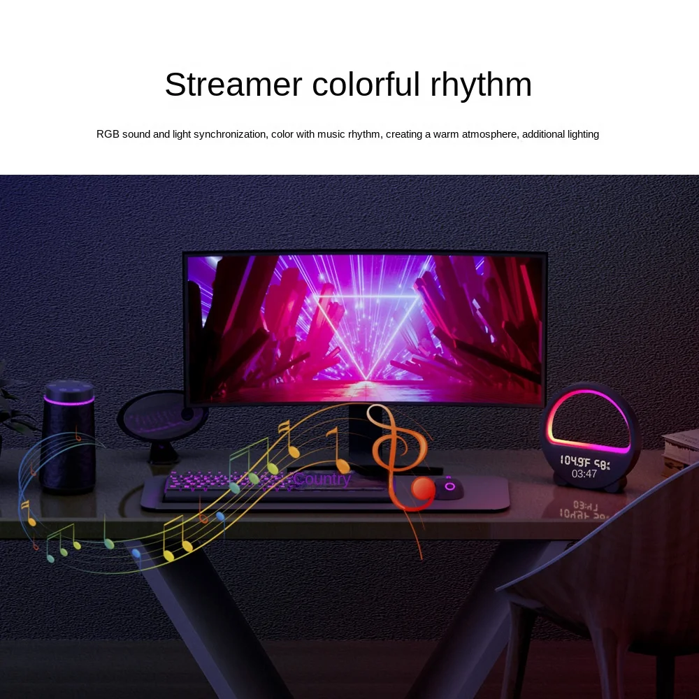 

Digital Alarm Clock LED App Control Night Light Atmosphere Lamps Speaker Wireless Charger Children Sleep Bedroom Decoration