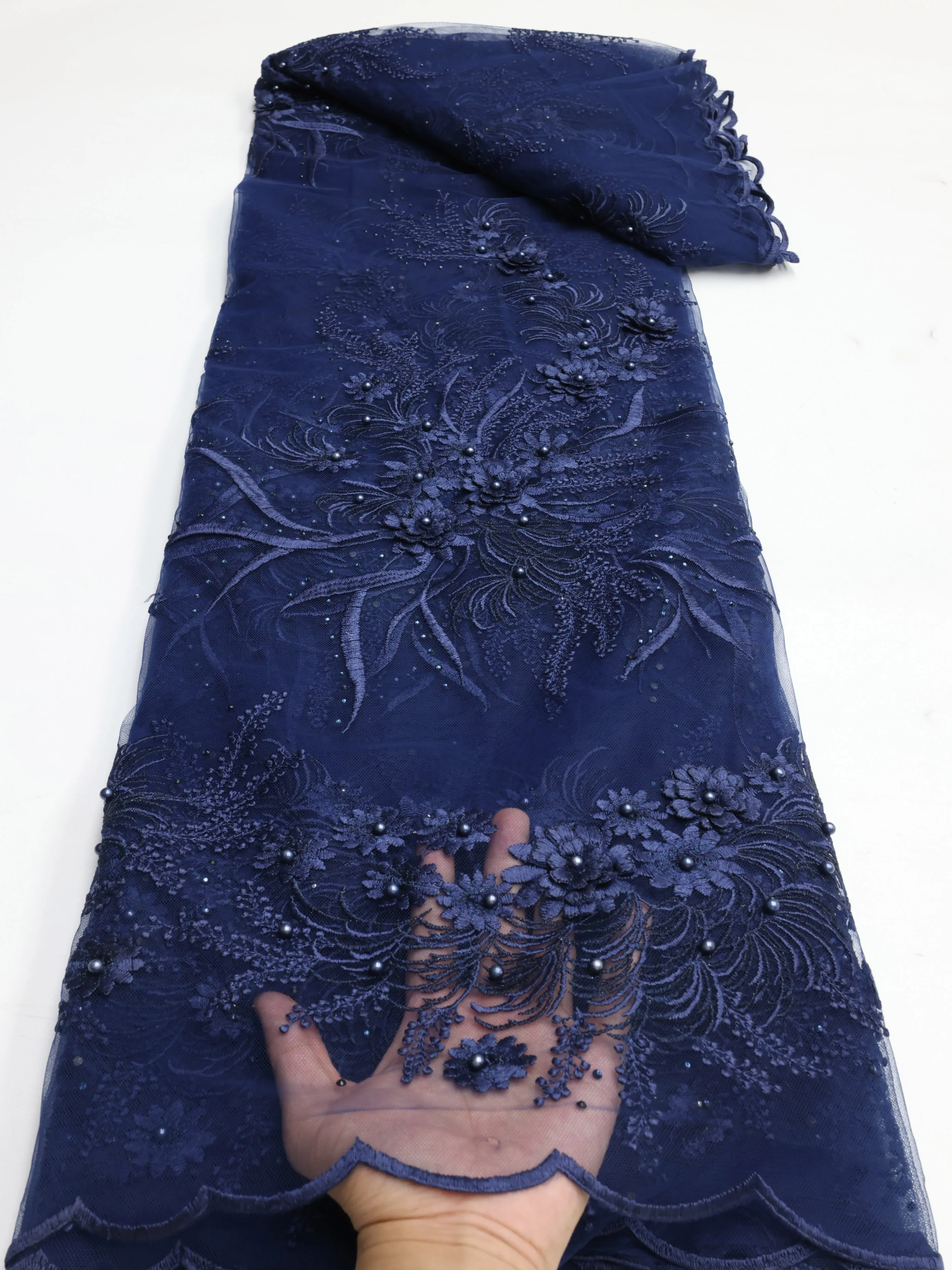 Роскошное Вечернее Платье Миди С Французским Тюлем И Кружевной Вышивкой Новый