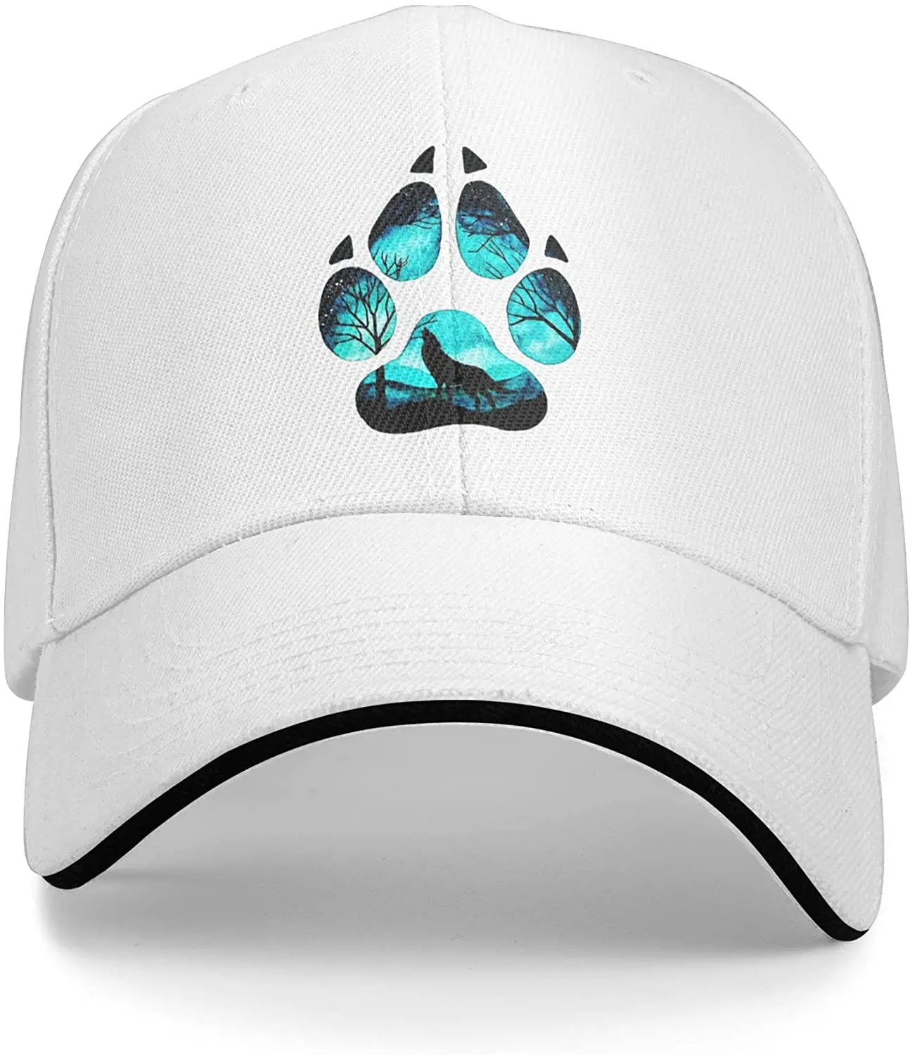 Paw Galaxy Night Wolf Baseball Cap Men Women Adjustable Peaked Sandwich Dad Hats Golf Hat