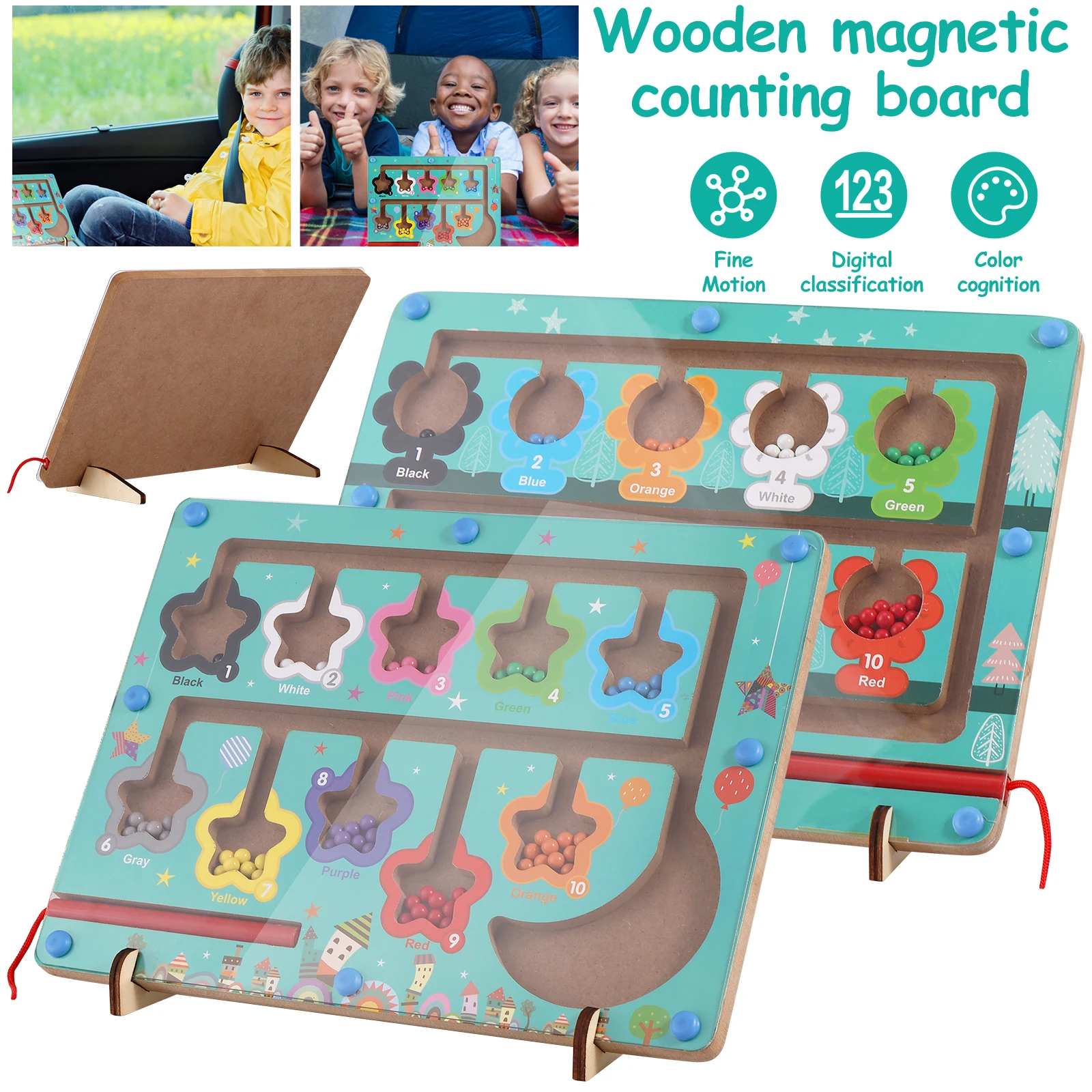 

Magnetic Color and Number Maze Toddler Wooden Magnet Board Puzzles Toy with Magnetic Pen Color Matching Sorting Game Educational