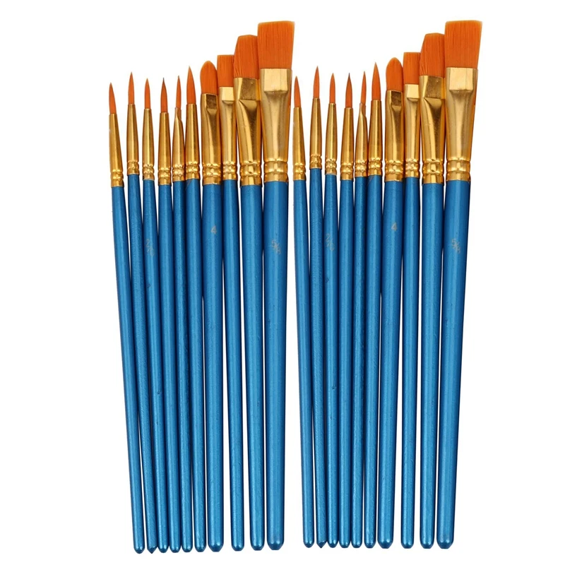 

PPYY NEW -Paint Brush Set by, 20 pcs Nylon Hair Brushes for Acrylic Oil Watercolor Painting Artist Professional Painting Kits