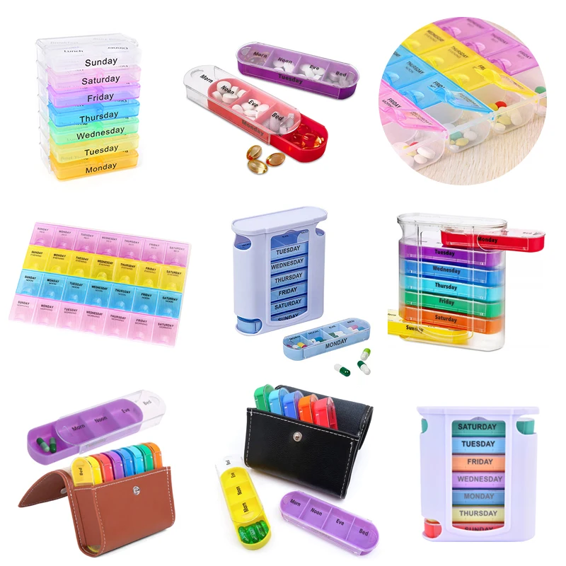 

7 Day Pill Organizer 28 Compartment Pull-out Portable Color Pill Box Four a Day Medication Reminder Travel Medicine Dispenser