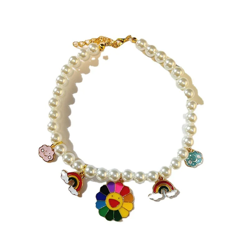 

Pet Necklace Cat Collar Puppy Neck Decoration Cute Pearl Scarf