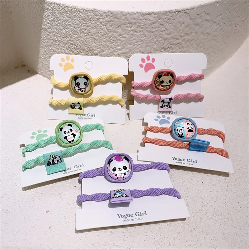 

Резинка для волос в Корейском стиле с милым мультяшным пандой, модный головной убор принцессы для девочек, хвост, 2 шт.