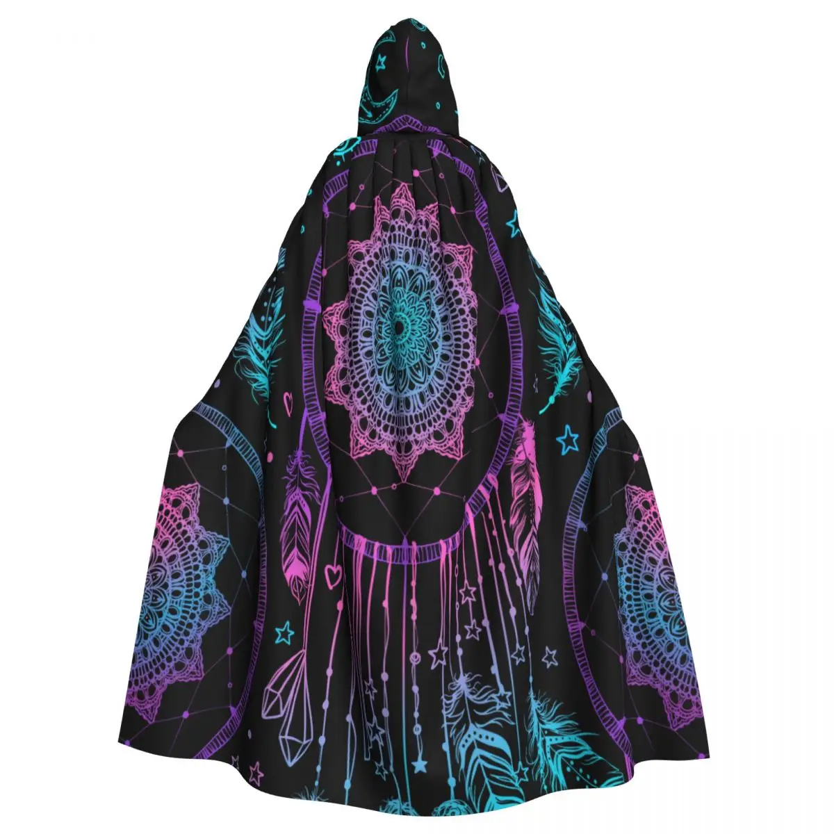 

Long Cape Cloak Ethnic Boho Dreamcatcher Hooded Cloak Coat Autumn Hoodies