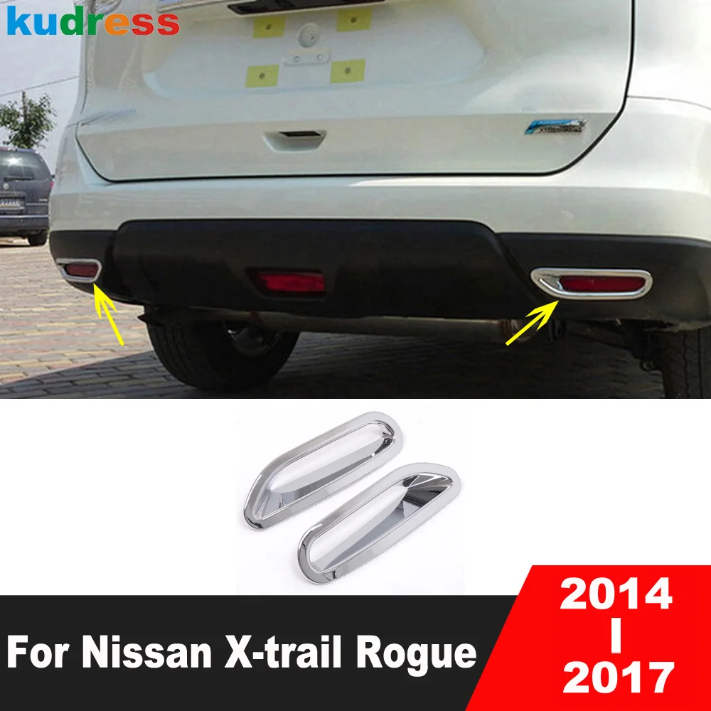 

Chrome Rear Fog Light Lamp Cover Trim For Nissan X-Trail Rogue T32 2014 2015 2016 2017 Tail Foglight Bezel Trim Car Accessories