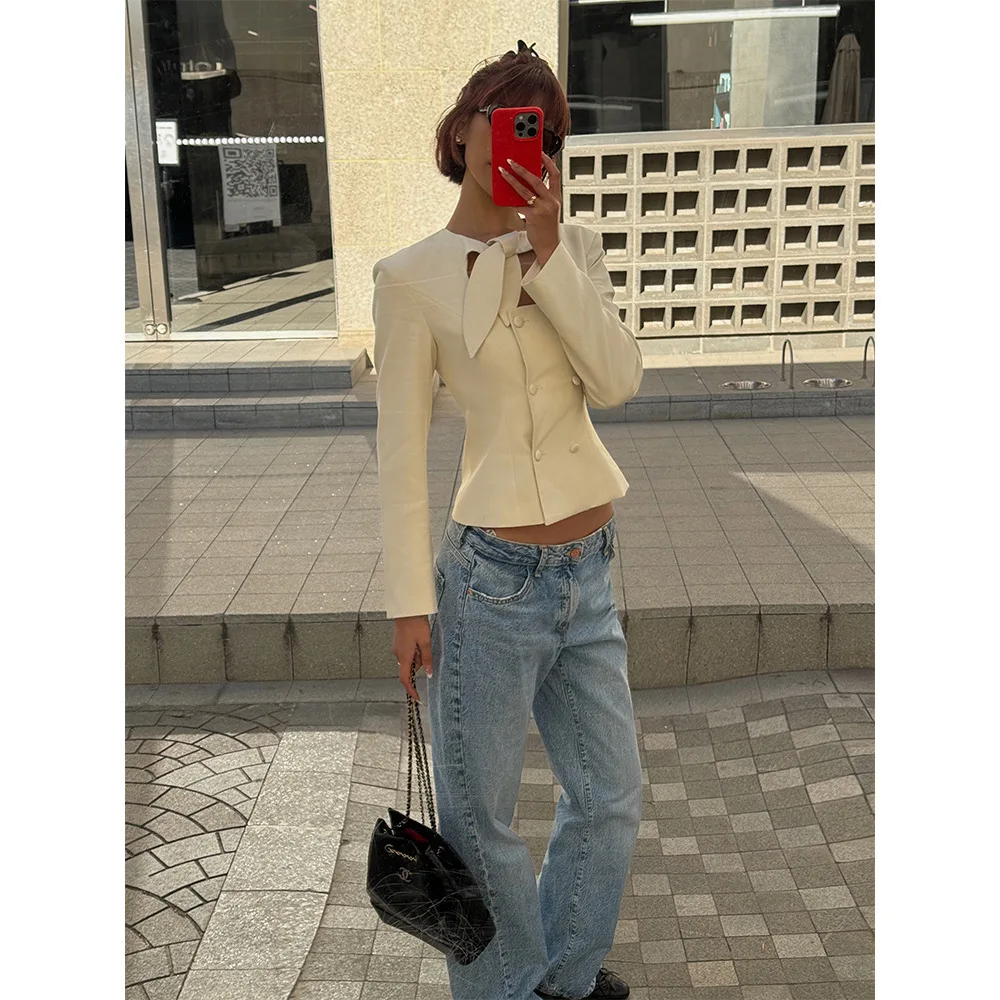 VanessaLab Ранняя весна новая коллекция простой и универсальный вязаный кардиган с