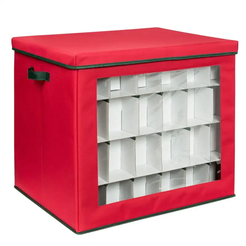

Can Do 120-Cube Ornament Storage Container, Red