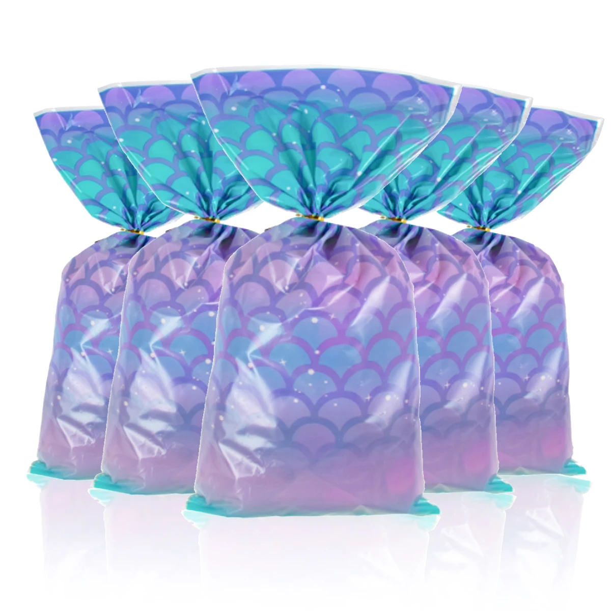 

50/100pcs Mermaid Gift Bag Platsic Cookies Package Bag Mermaid Tail Treat Favor Snack Bag Birthday Baby Show Party Suppliees