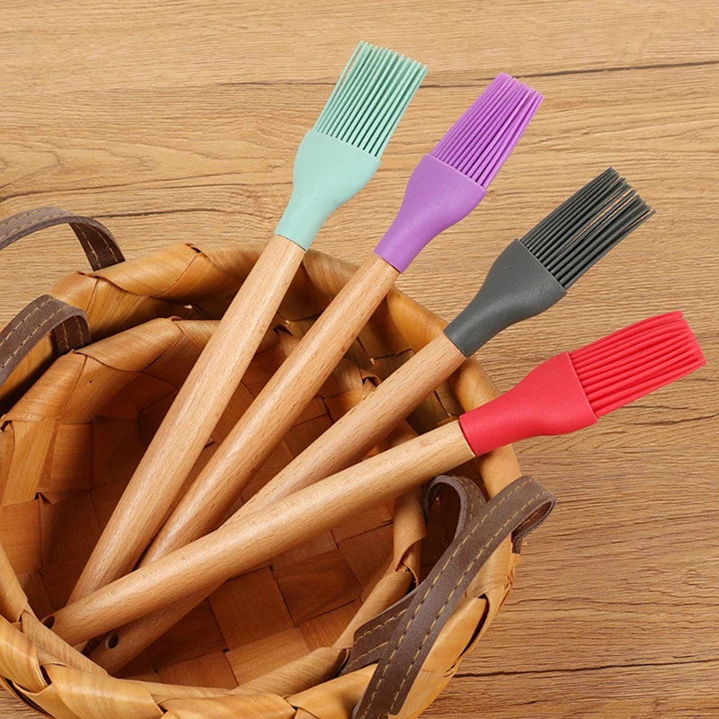 

Силиконовая щетка для барбекю и масла с деревянной ручкой, 1 шт.