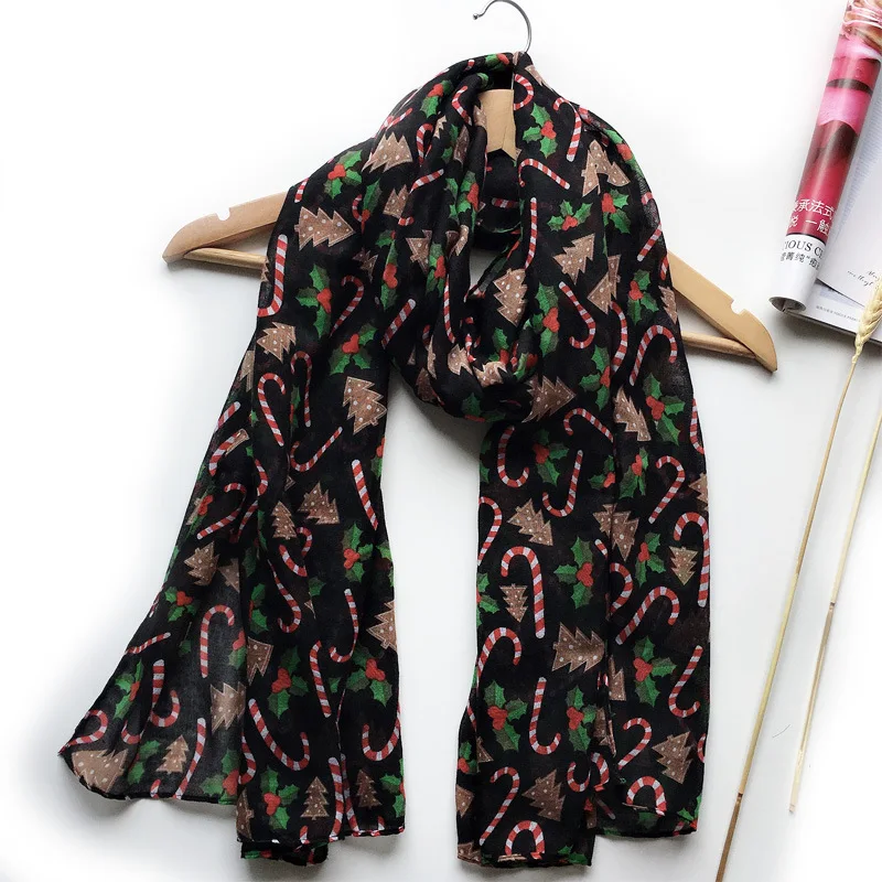 

Beautiful Warm Scarf Christmas Scarfs Women Fashion Scarf Bali Yarn Silk Scarf Ladies 180*90CM Scarves Christmas Print Muffler