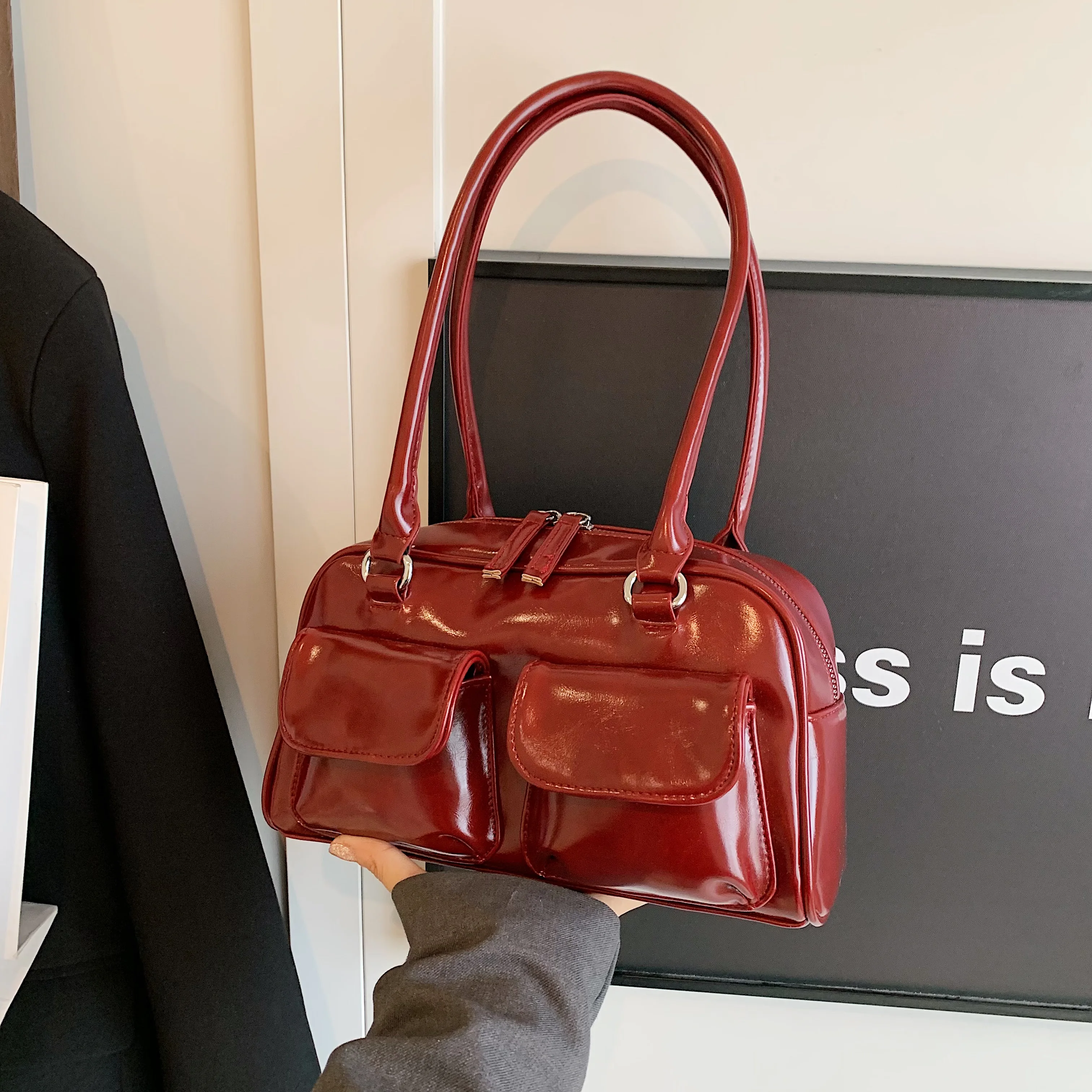 Модная простая женская сумка через плечо большой вместимости