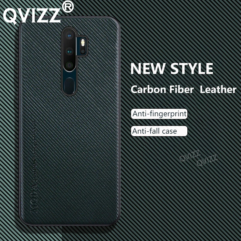 

Leather Case for Oppo A9 A5 (2020) A11X Luxury Carbon Fiber Armor Shockproof Soft Edges Hard Phone Cover OppoA92020 OppoA52020
