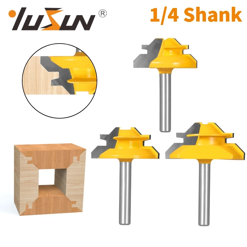 

YUSUN 1PCS 6.35MM SHANK 45° Lock Miter Router Bit Woodworking Milling Cutter For Wood