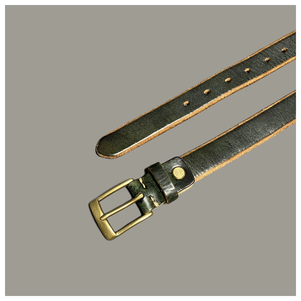 Japanese tide 28mm narrow retro casual belt unisex extra thick Tochigaki leather cowhide jeans belt