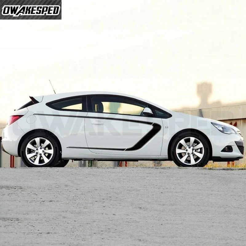 Фото Набор наклеек на боковые двери автомобиля для Opel Astra K H J GTC OPC, аксессуары для внешнего тюнинга, спортивные полосы, виниловые наклейки для самостоятельной установки №4