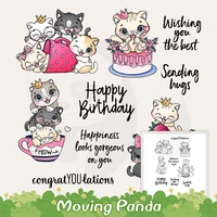 happy birthday metal cutting dies clear stamp cute cats kitty birthday cake scrapbooking cards decor diy dies silicone stamps