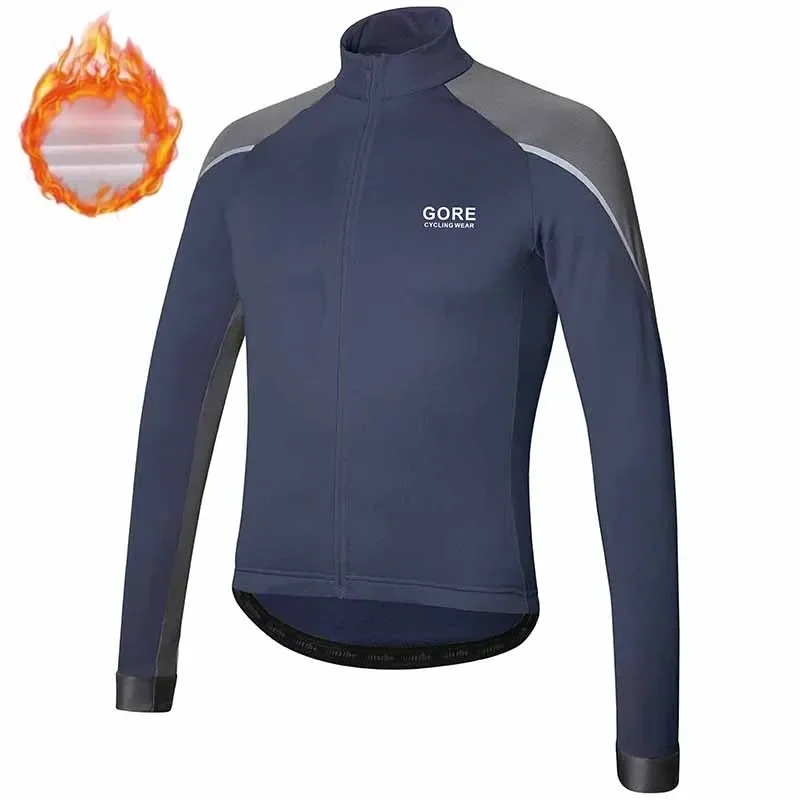

Gore Cycling Wear Winter Warm Jacket Men's Thick Thermal Fleece Bicycle Clothing MTB Long Sleeve Wool Tops Road Bike Jersey