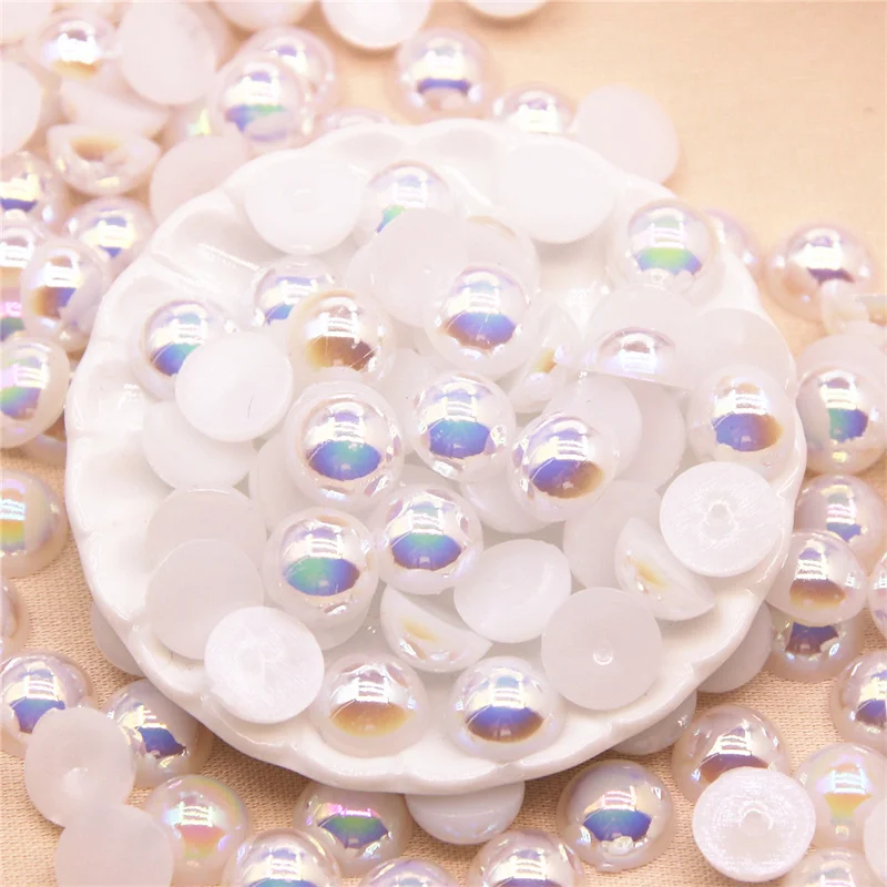 

White AB Half Round Pearl Beads Resin Flat back Cabochon Simulated Pearl Beads 2mm/3mm/4mm/5mm/6mm/8mm/10mm/12mm