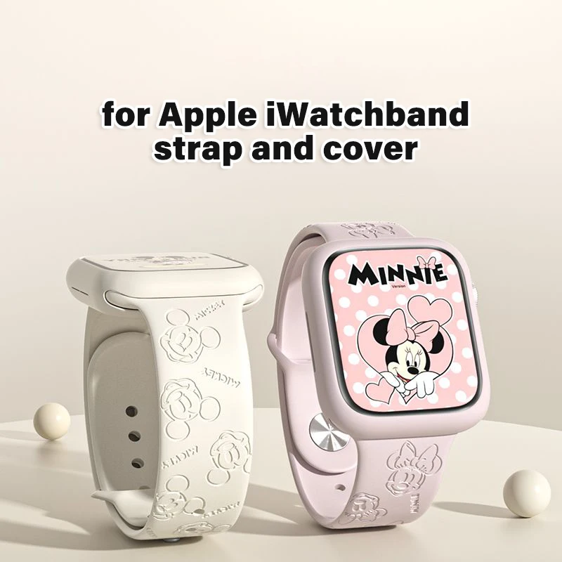 Силиконовый ремешок для Apple watch Band 44 мм 45 41 40 браслет с изображением Микки и Минни