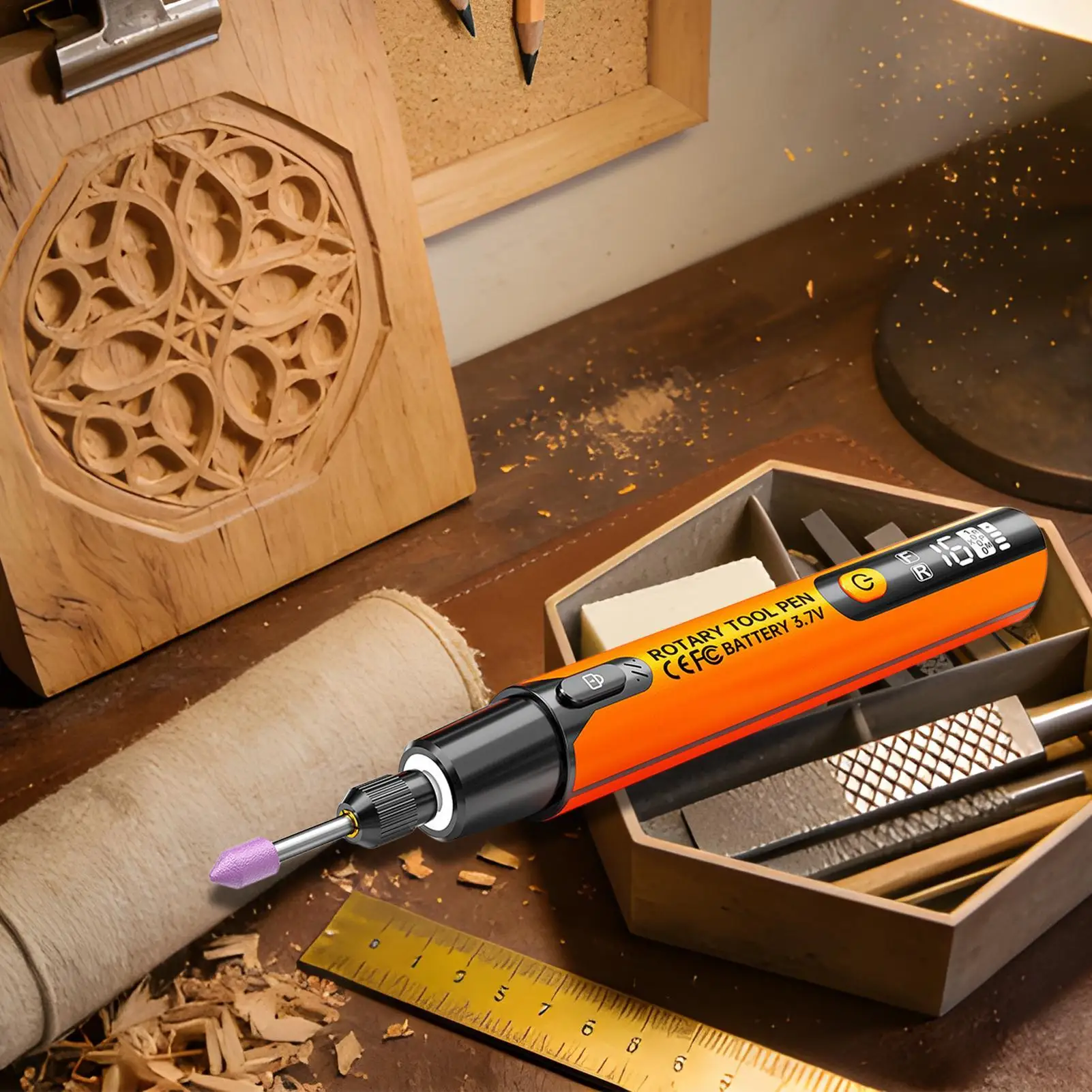 Фото Роторный инструмент Power Rotary Tools с 6 скоростями, перезаряжаемый, для резьбы, с подсветкой, для изготовления ювелирных изделий, рукоделия и моделирования №3