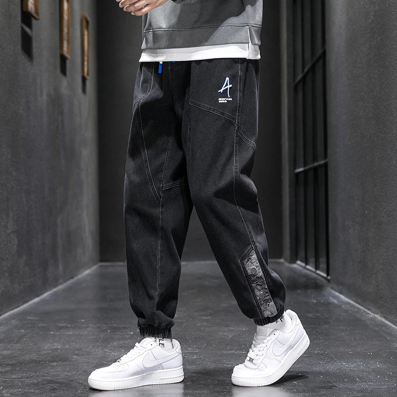 EH·MD® Bunched Feet Harlan Embroidered Jeans Men's Big X Logo Seven Styles Of High Street Zipper Slim Pencil Pants For Comfort