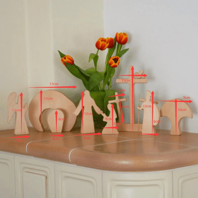 

Easter Wood Figurine Decor Ideal Gift for Mom Dad Art Craft for Living Room Decorative Festival Ornaments Home Decorations