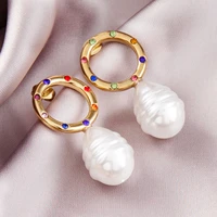 vintage irregular pearl dangle earrings for women euramerican retro fashion simple gold color earring party wedding jewelry gift