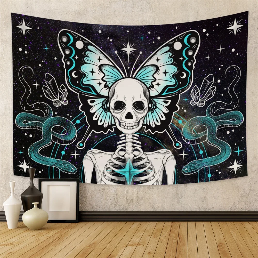 Психоделическая бабочка Череп Змея гобелен на стену Мандала Богемный Хиппи