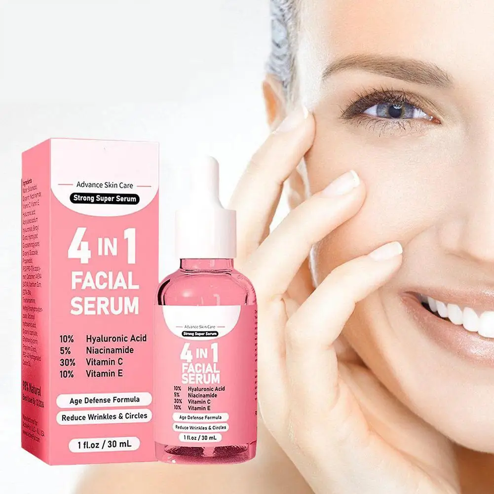 

30ml 4 in 1 Face Serum Hyaluronic Acid Niacinamide Anti-Aging Wrinkle Whitening Moisturizing Exfoliating Shrink Pores Skin Care