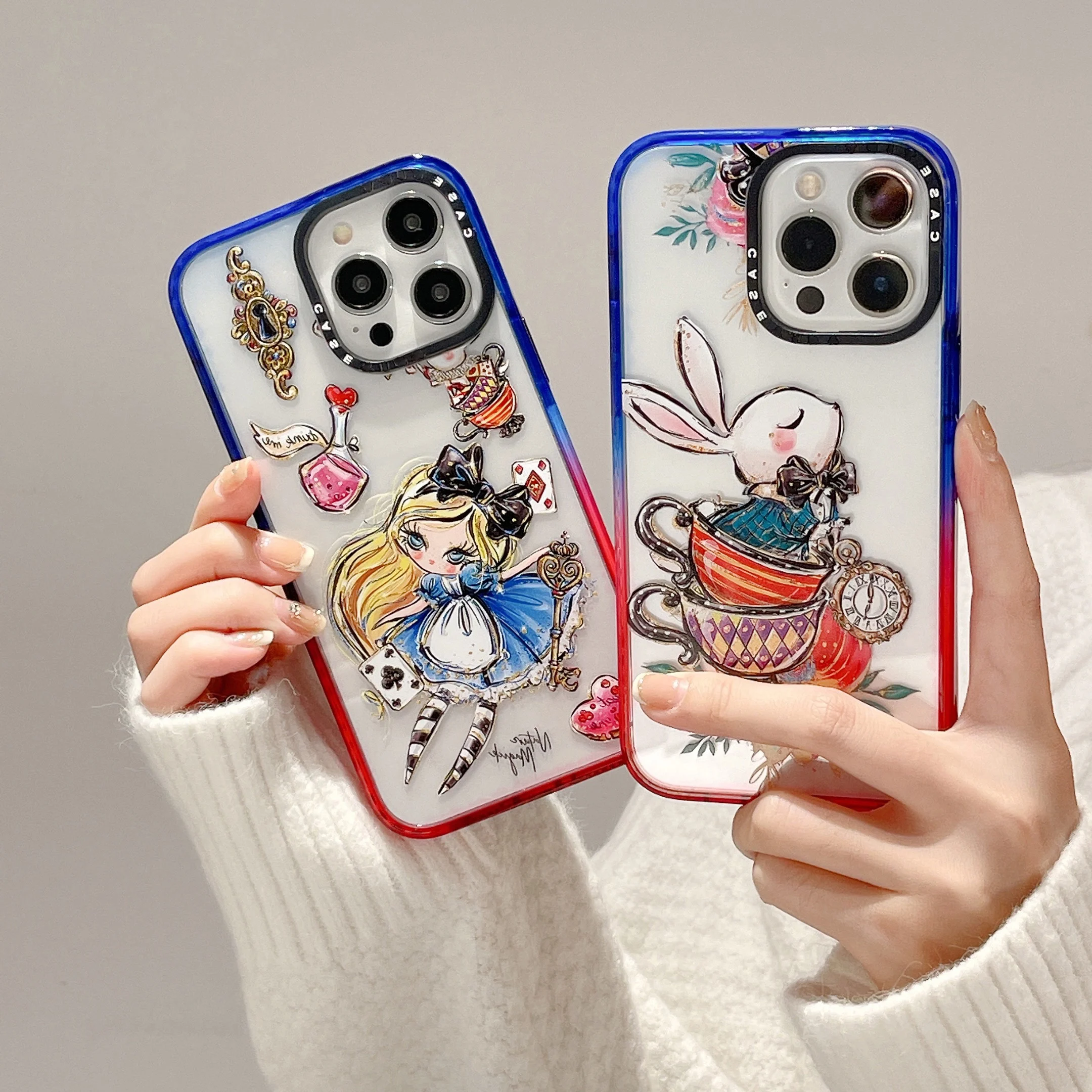 

Disney Princess Alice And Cute Cat Phone Case For iPhone 14 13 12 11 Pro Max Lady Girl Shockproof Soft Shell
