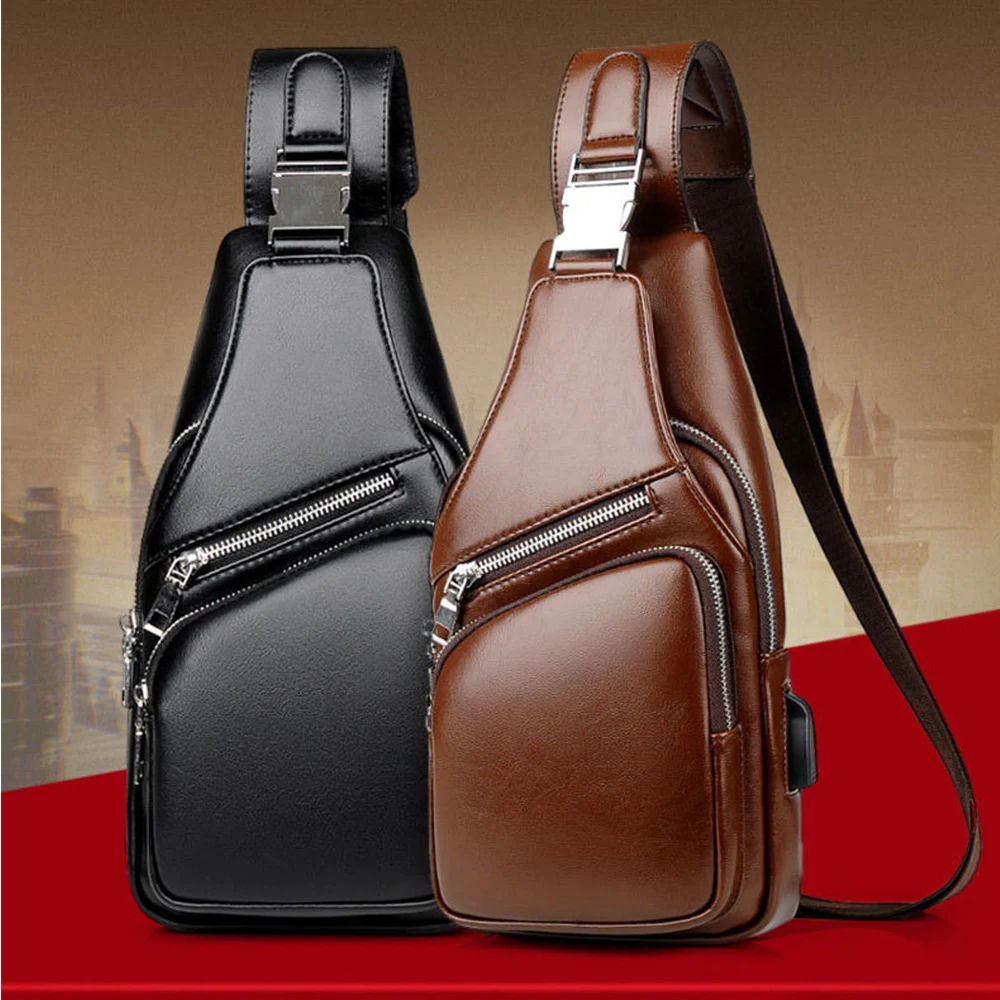 

Men's Shoulder Pack Business 2022 Travel Fashion Crossbody Casual Daypack Chest Leather Bag Outdoor Travel Charging Bag