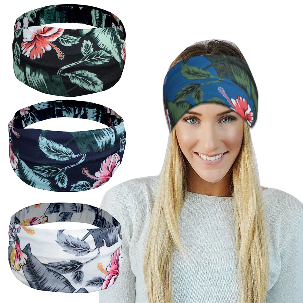 

Knitted Ladies Printed Stretch Bandana Running Cycling Cotton Sweatband Ladies Face Wash Mask Hairbands Yoga Sports Accessories
