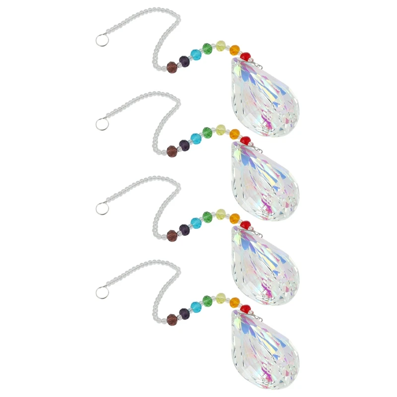 

4X Sun Catcher Feng Shui Crystals Window Large Ab Drop Prism Home Decoration