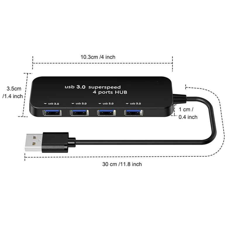 

USB 3.0 Hub 4 Port High Speed USB Hub Splitter for PC Laptop Tablet Computer Multi-Device Accessories Adapter