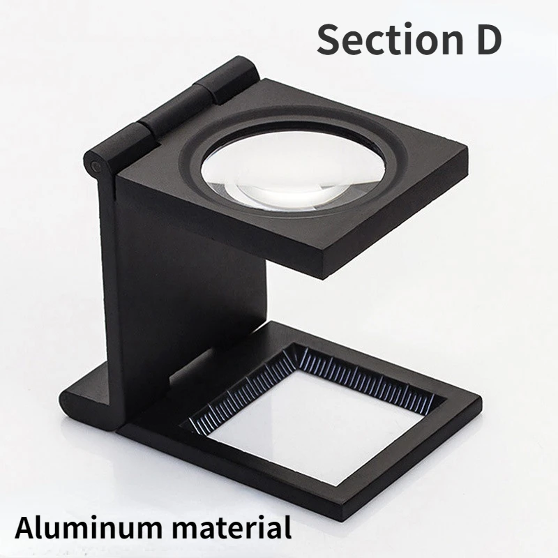 

Zinc Alloy Black Metal Photo Cloth Mirror Three-folding Magnifying Glass for Factory Textile Printing Identification Type D