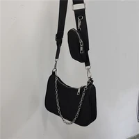 fashion female chain small handbags with purse simple women oxford nylon shoulder crossbody bags fashion ladies underarm bag