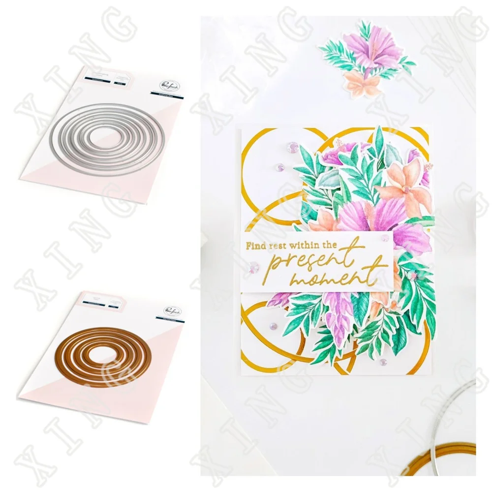 

2022 Spring Nested Circles Layering Cutting Dies Hot Foil Plates Diy Craft Paper Cards Scrapbooking Decoration Embossing Molds