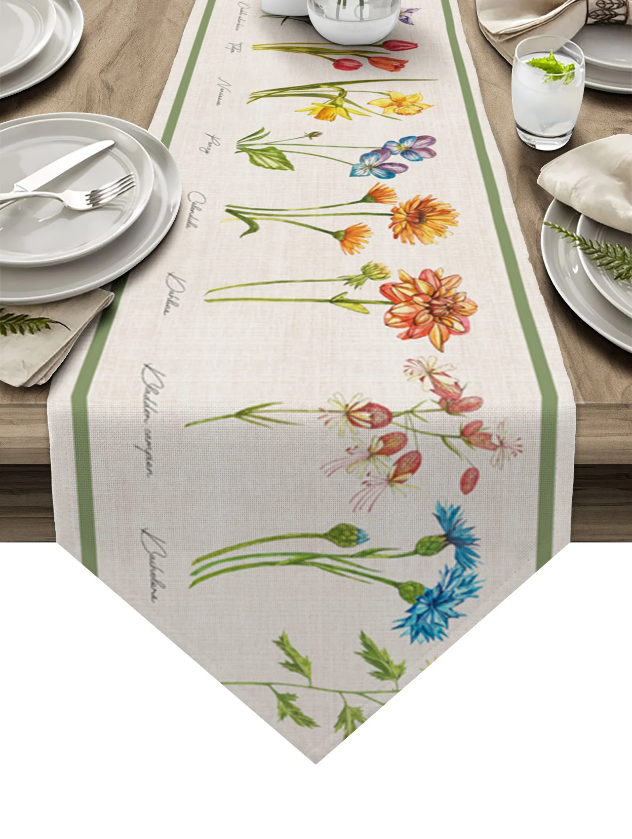 

Vintage Flowers Herbaceous Plant Texture Table Runners Wedding Table Decor Tablecloth Holiday Party Dining Decor Table Cover