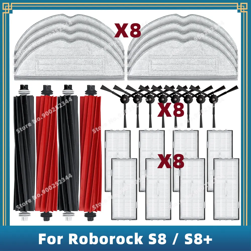Compatibile Per Roborock S8 / S8 Plus Pezzi Di Ricambio Di Ricambio Rullo Spazzola Laterale Principale Filtro Hepa Mop Panno Sacchetto Della Polvere A