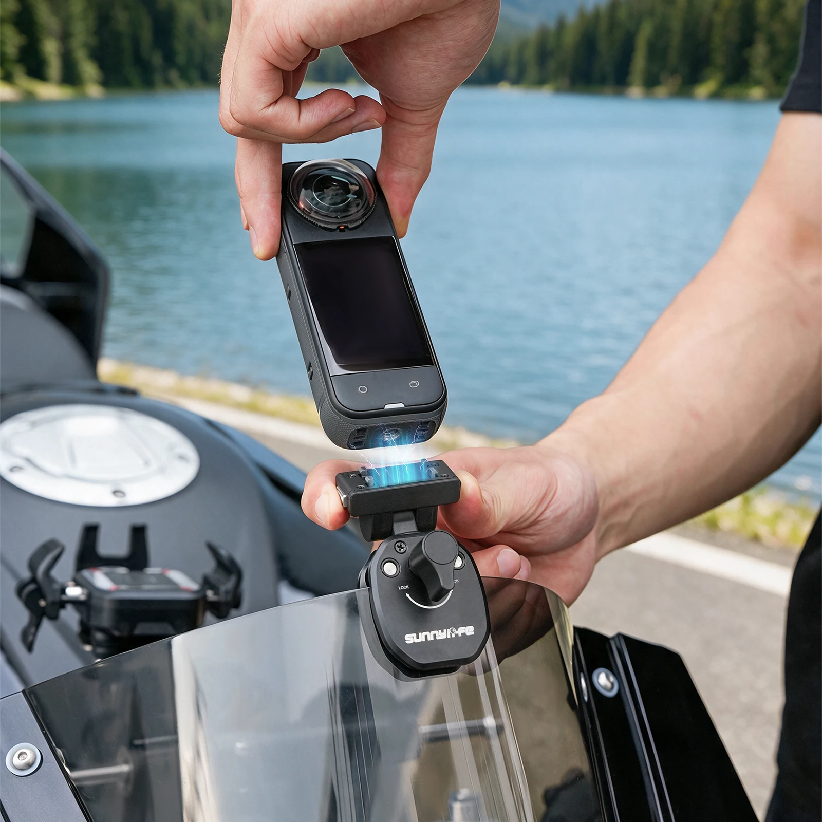 Фото Для DJI Osmo Nano/ACTION 6/5Pro/4/3/2/Insta360 GO Ultra/X4 Air/X5/Ace/Ace Pro2/1 Магнитный зажим для ветрового стекла из алюминиевого сплава №5