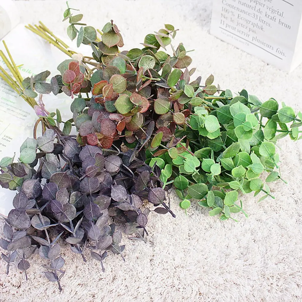 

1 Bundle Simulation Plant Decor Colorfast Not Wither No Odor Plastic Faux Eucalyptus Plants Landscape for Wedding Decoration