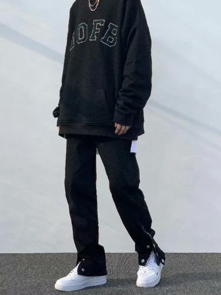 Джинсы мужские в европейском стиле Vibe High Street с боковой молнией потертые