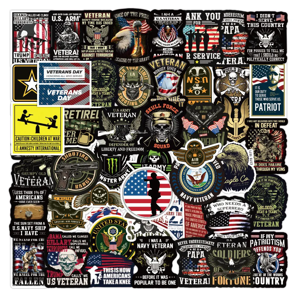 

50pcs Memorial Veteran Graffiti Sticker Notebook Scooter Luggage Motorcycle Waterproof Sticker