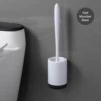 clean tool durable rubber toilet accessories silicone toilet brush soft bristle wall mounted bathroom toilet brush set