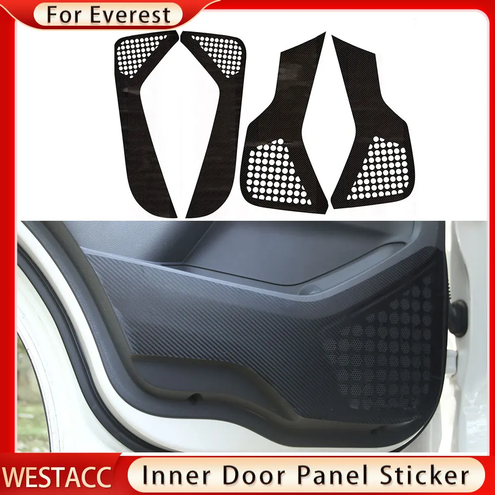 

4Pcs/set Carbon Fiber Car Inner Door Panel Protective Sticker for Ford Everest 2015 - 2021 Interior Decoration Accessories